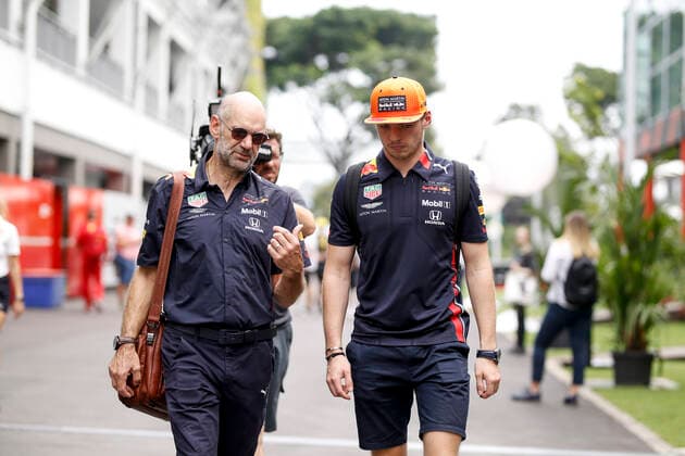 Motorsports: FIA Formula One World Championship, WM, Weltmeisterschaft 2019, Grand Prix of Singapore, Adrian Newey (GBR, Aston Martin Red Bull Racing), 33 Max Verstappen (NLD, Aston Martin Red Bull Racing), Singapore Singapore