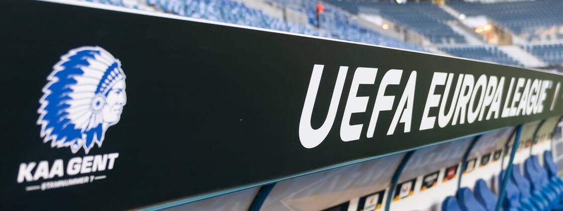 Ghent, Belgium, 19 09 2019, UEFA Europa League 2019 20 Season, Group I, KAA Ghent AS Saint Etiennel, UEFA Europa League, logo, lettering stadium interior view, Ghent Ghelamco Arena Belgium eu images 01061012315 eu-images-061