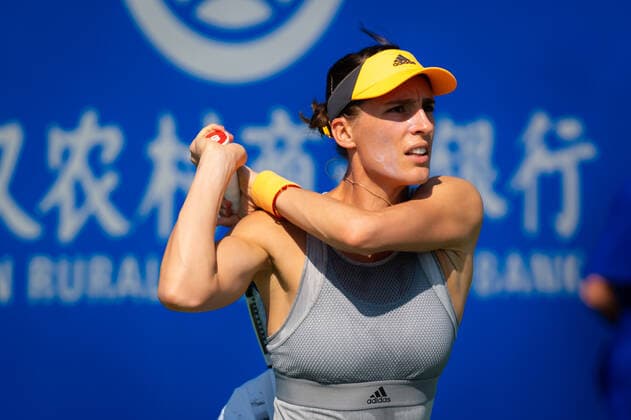 September 20, 2019, Wuhan, CHINA: Andrea Petkovic of Germany in action during qualifications at the 2019 Dongfeng Motor Wuhan Open Premier 5 tennis tournament against Christina McHale of the United States 2019 Dongfeng Motor Wuhan Open, Tennis, Wuhan, China, Sep 20 - ZUMAa181 20190920_zaa_a181_016 Copyright: xAFP7x