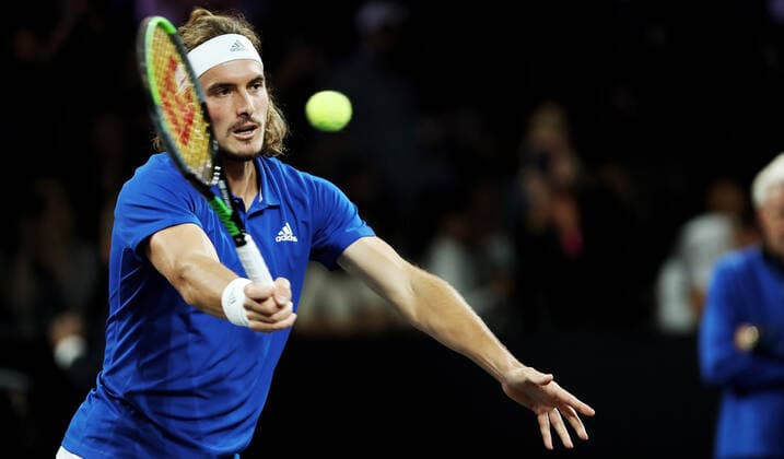 TENNIS - Laver Cup 2019 GENEVA,SWITZERLAND,20.SEP.19 - TENNIS - Laver Cup, Team Europe vs Team World. Image shows Stefanos Tsitsipas (GRE). GEPAxpictures xMatthiasxHauer