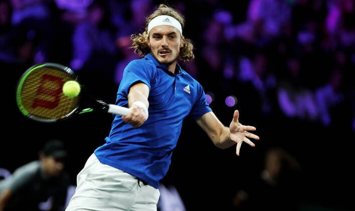 TENNIS - Laver Cup 2019 GENEVA,SWITZERLAND,20.SEP.19 - TENNIS - Laver Cup, Team Europe vs Team World. Image shows Stefanos Tsitsipas (GRE). GEPAxpictures xMatthiasxHauer