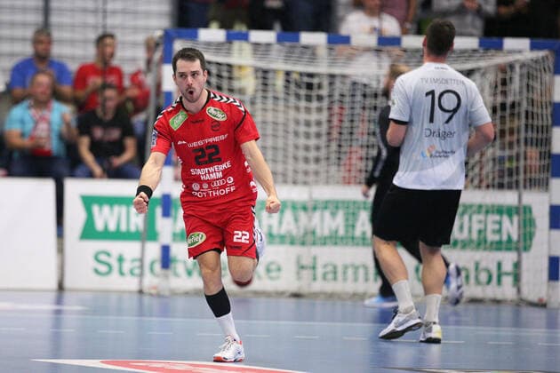 Vyron Papadopoulos ASV Hamm Westfalen 22 GER, Handball, 2 Bundesliga, ASV Hamm Westfalen vs. TV Emsdetten, 20 09 2019 Hamm Copyright: xEIBNER JanxStrohdiekx EP_JSK