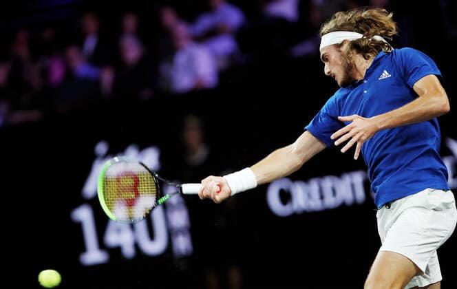 TENNIS - Laver Cup 2019 GENEVA,SWITZERLAND,20.SEP.19 - TENNIS - Laver Cup, Team Europe vs Team World. Image shows Stefanos Tsitsipas (GRE). GEPAxpictures xMatthiasxHauer