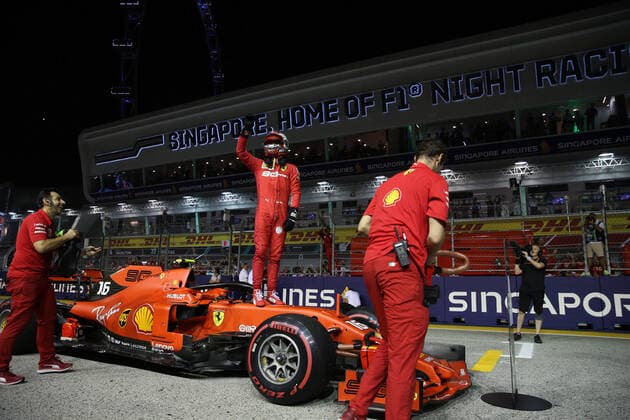 Photo4 LaPresse 21 09 2019 Singapore, Singapore Grand Prix Formula One Singapore 2019 In the pic: pole position Charles Leclerc (MON) Scuderia Ferrari SF90  Copyright: xPhoto4 LaPressex