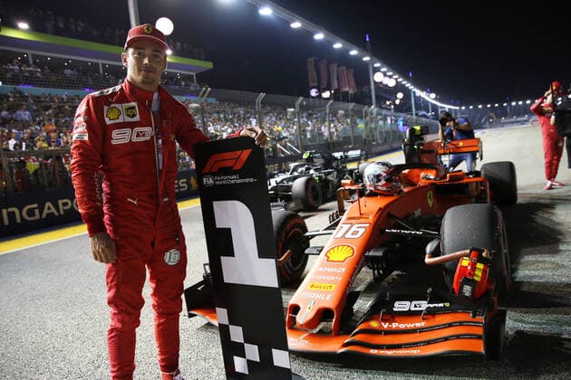 Photo4 LaPresse 21 09 2019 Singapore, Singapore Grand Prix Formula One Singapore 2019 In the pic: pole position Charles Leclerc (MON) Scuderia Ferrari SF90  Copyright: xPhoto4 LaPressex