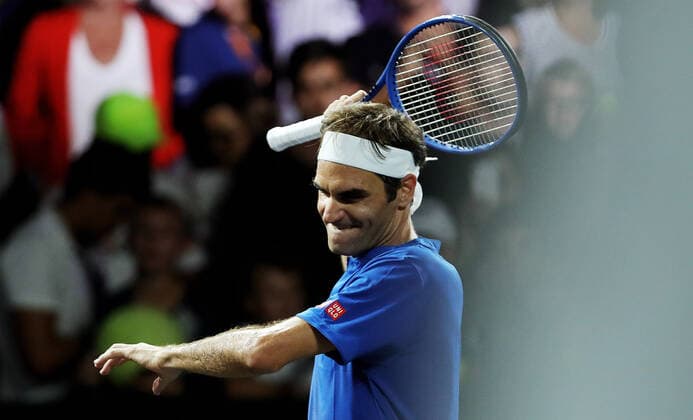 TENNIS - Laver Cup 2019 GENEVA,SWITZERLAND,21.SEP.19 - TENNIS - Laver Cup, Team Europe vs Team World. Image shows the rejoicing of Roger Federer (SUI). GEPAxpictures xMatthiasxHauer