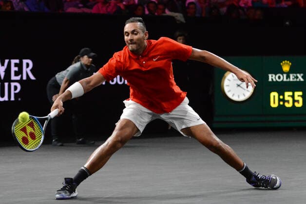 September 21, 2019, Geneva, Switzerland: NICK KYRGIOS in his match v. R. Federer in the Laver Cup tennis event in Geneva Switzerland. Tennis 2019: Laver Cup Day 2 - ZUMAl132 20190921_zap_l132_019 Copyright: xChristopherxLevyx