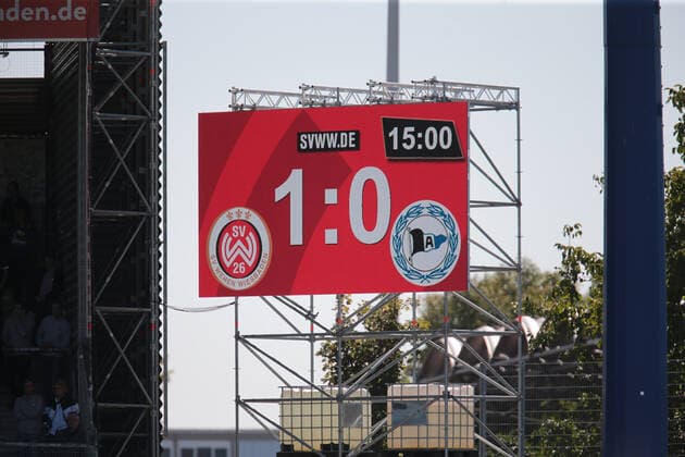 SV Wehen Wiesbaden DSC Arminia Bielefeld,21 09 2019,GER, score 1 0 for Wehen4 , Scherbaum Eibner Pressefoto Fussball, 2 BL, 7 Matchday, Season 2019 20, SV Wehen Wiesbaden, DSC Arminia Bielefeld Wiesbaden Copyright: xEIBNER UlixScherbaumx EP_USM