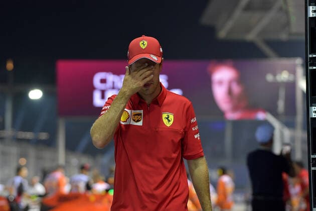 FORMULA 1 2019 SINGAPORE AIRLINES SINGAPORE GRAND PRIX 21 09 2019, Marina Bay Street Circuit, Singapore, FORMULA 1 2019 SINGAPORE AIRLINES SINGAPORE GRAND PRIX, in the picture pole position for Charles Leclerc MCO 16 , Scuderia Ferrari Mission Winnow, 2 starting places for Lewis Hamilton GB 44 , Mercedes AMG Petronas Motorsport, 3 starting places for Sebastian Vettel GER 5 , Scuderia Ferrari Mission Winnow nordphotoxBratic nph00250