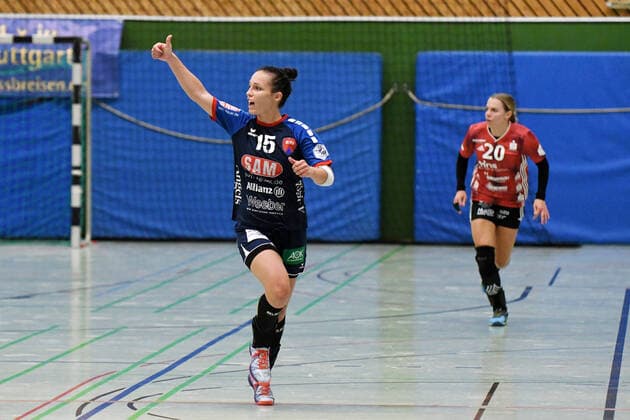 Szimonetta Toepelt Gera 15, SG H2KU Herrenberg cheers, SG H2KU Herrenberg vs. BSV Sachsen Zwickau, 2 Handball Bundesliga women, 3 matchdays, season 19 20, 121 09 2019, SG H2KU Herrenberg vs. BSV Sachsen Zwickau, 2 Handball Bundesliga women, 3 matchdays, season 19 20, 121 09 2019 Dettingen an der Erms Copyright: xEIBNER Florian_Schustx ep_fsu