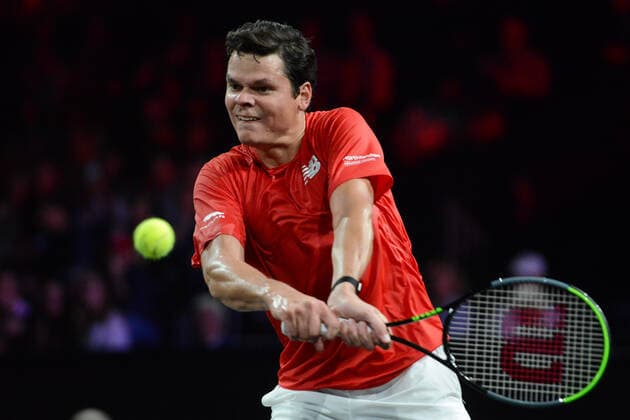 September 21, 2019, Geneva, Switzerland: MILOS RAONIC in the Laver Cup tennis event in Geneva Switzerland. Tennis 2019: Laver Cup Day 2 - ZUMAl132 20190921_zap_l132_079 Copyright: xChristopherxLevyx
