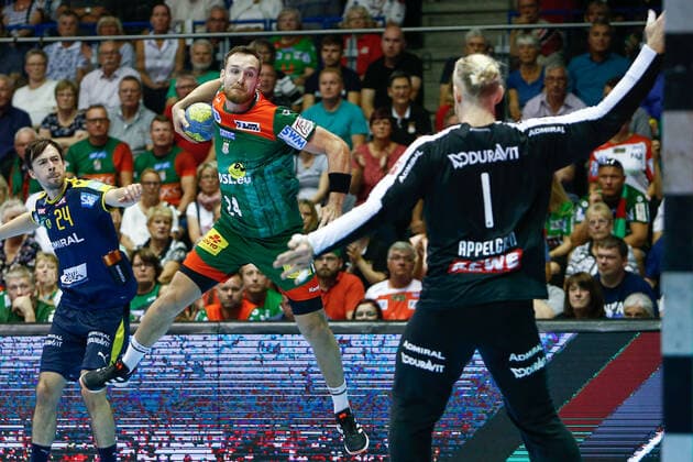 22 09 2019, xtgx, Handball Liqui Moly HBL, SC Magdeburg Rhein Neckar Loewen emspor, v l Christian O Sullivan Magdeburg, 24 scoring goal, scorer, scored goal, scores the goal GETEC Arena