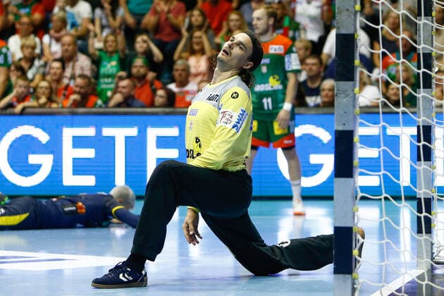 22 09 2019, xtgx, Handball Liqui Moly HBL, SC Magdeburg Rhein Neckar Loewen emspor, v l Jannick Green Krejberg Magdeburg, 16 disappointed, looks disappointed, knocked down, disappointed GETEC Arena