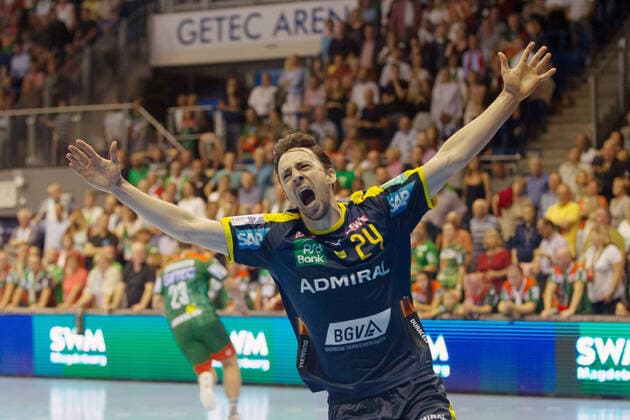 Patrick Groetzki Loewen in game SC Magdeburg SCM Rhein Neckar Loewen RNL , Handball Bundesliga, 22 09 19 GER, Handball, Bundesliga, SC Magdeburg vs. Rhein Neckar Loewen Mannheim, 22 09 2019, Magdeburg Copyright: xEIBNER Eckehard_Schulzx EP_ESZ