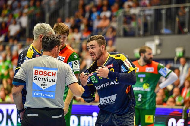 LIQUI MOLY Handball Bundesliga 2019 2020 22 09 2019 SC Magdeburg Rhein Neckar Löwen GETEC Arena Magdeburg Jannik Kohlbacher RNL, 80 complains about over-hardened use, 22 09 2019, Magdeburg Germany , Handball, Bundesliga, Rhein Neckar Löwen SC Magdeburg xshx