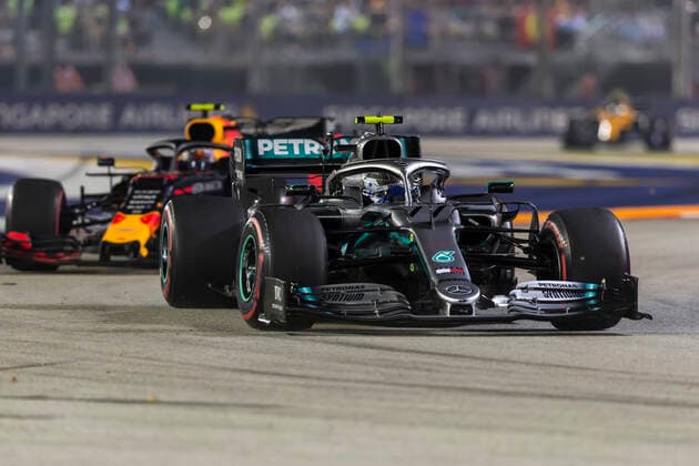 22nd September 2019; The Marina Bay Circuit, Marina Bay, Singapore; Formula One, Race Day; The number 77 Mercedes AMG Petronas driver Valtteri Bottas during the race  ActionPlus12170603 StephenxBlackberry