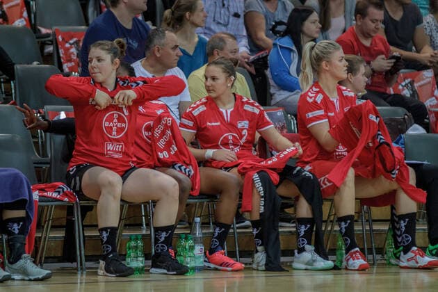 1 HBF, TSV Bayer 04 Leverkusen SG BBM Bietigheim, Leverkusen, 22 9 2019 Elaine Rode TSV Bayer 04 Leverkusen , Mareike Thomaier TSV Bayer 04 Leverkusen Pia Adams TSV Bayer 04 Leverkusen , TSV Bayer 04 Leverkusen SG BBM Bietigheim on 22 9 2019 in the Ostermann Arena, Leverkusen Copyright: xBEAUTIFULxSPORTS MarcxJungex