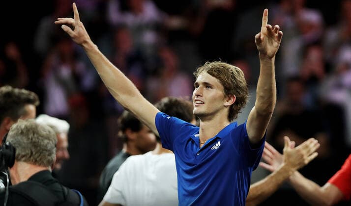 TENNIS - Laver Cup 2019 GENEVA,SWITZERLAND,22.SEP.19 - TENNIS - Laver Cup, Team Europe vs Team World. Image shows the rejoicing of Alexander Zverev (GER). GEPAxpictures xMatthiasxHauer