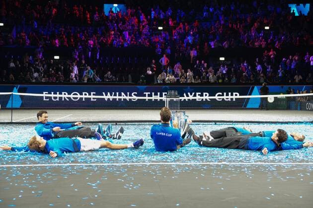 September 22, 2019, Geneva, Switzerland: Team Europe with the Laver Cup trophy after winning the Laver Cup tennis event in Geneva Switzerland. Tennis 2019: Laver Cup Day 3 - ZUMAl132 20190922_zap_l132_045 Copyright: xChristopherxLevyx