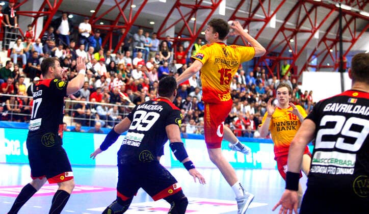 Onsdag den September 25, 2019 Haandbold Herrer EHF CL GP Champions League Romania Romania Bucharest Multipurpose Hall Dinamo C S Dinamo Bucharest vs GOG 15 Emil B Laerke fra GOG, Bucharest Bucharest Denmark,  Copyright: ThisximagexisxCopyrightxRitzauxScanpixx xSportxpress sportxpressx spdk20190925-190811-L