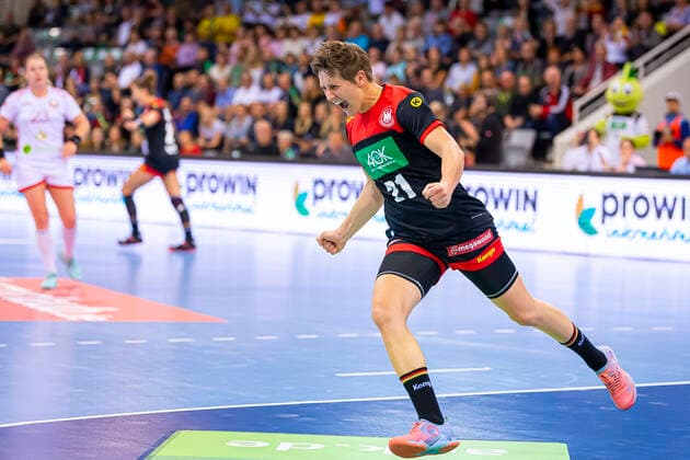 Coburg, Germany 25 September 2019 EHF Women European Championship Qualification Germany vs Belarus Ina Grossmann Germany Thuringia HC Jubel Freude Emotion Coburg HUK Coburg Arena Bayern Deutschland