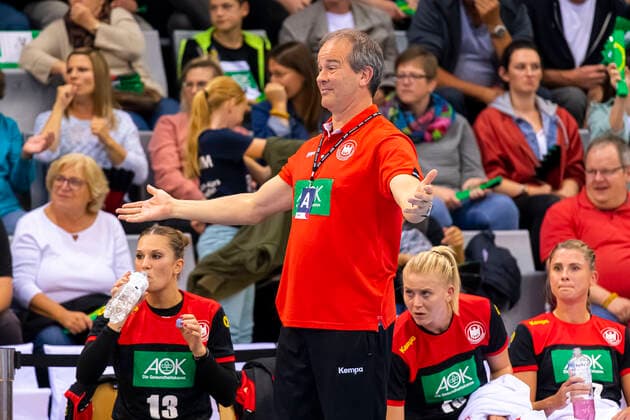 Coburg, Germany 25 September 2019 EHF Women European Championship Qualification Germany vs Belarus Coach Henk Groener Germany Coburg HUK Coburg Arena Bayern Germany