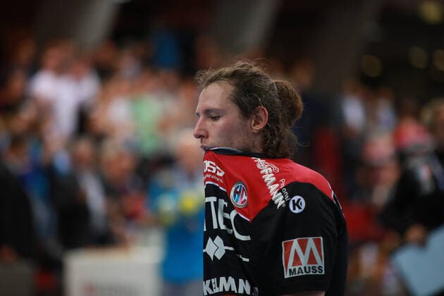 Johannes Sellin HC Erlangen after end of game TVB 1898 Stuttgart HC Erlangen, DHB Cup, 1 8 Final on 25 09 2019 Stuttgart Copyright: xEIBNER Benjamin_Laux EP_BLU