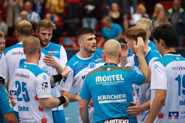 Jubilation at TVB 1898 Stuttgart TVB 1898 Stuttgart HC Erlangen, DHB Cup, 1 8 Final on 25 09 2019 Stuttgart Copyright: xEIBNER Benjamin_Laux EP_BLU