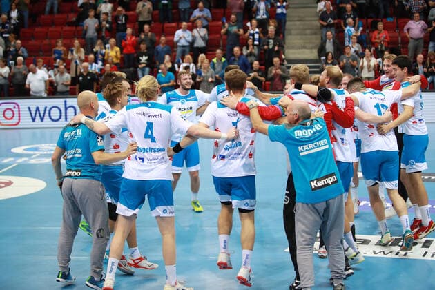 TVB 1898 Stuttgart celebrates the end of the game TVB 1898 Stuttgart HC Erlangen, DHB Cup, 1 8 Final on 25 09 2019 Stuttgart Copyright: xEIBNER Benjamin_Laux EP_BLU