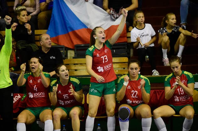 L-R Claudia Fernandes Aguiar, Maria Ines Da Silva Pereira, Joana Resende, Soraia Fernandes and Patricia Da Silva Lima are seen during the Qualifier for women s handball European Championship, EM, Europameisterschaft Czechia vs Portugal in Olomouc, Czech Republic, September 25, 2019. (CTKxPhoto LudekxPerina) CTKPhotoP201909251136801  LPE 017