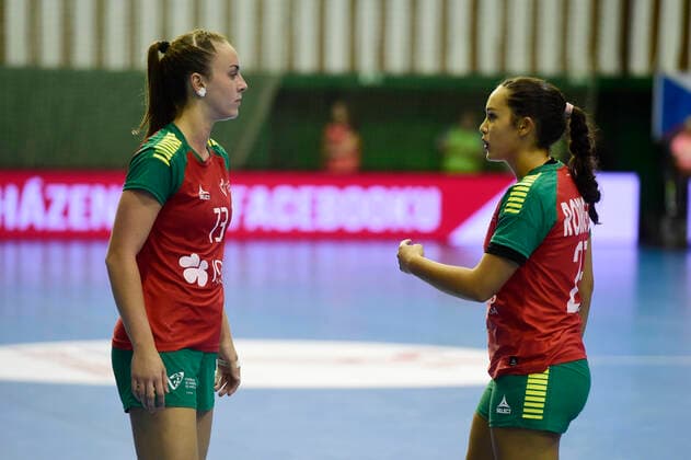 L-R Joana Resende and Patricia Rodrigues (both Portugal) in action during the Qualifier for women s handball European Championship, EM, Europameisterschaft Czechia vs Portugal in Olomouc, Czech Republic, September 25, 2019. (CTKxPhoto LudekxPerina) CTKPhotoP201909251138701  LPE 018