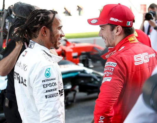 Motorsports: FIA Formula One World Championship, WM, Weltmeisterschaft 2019, Grand Prix of Russia, 44 Lewis Hamilton (GBR, Mercedes AMG Petronas Motorsport), 16 Charles Leclerc (MCO, Scuderia Ferrari Mission Winnow), Sochi Russia