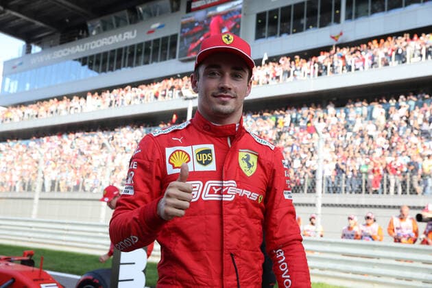 Photo4 LaPresse 28 09 2019 Sochi, Russia Grand Prix Formula One Russia 2019 In the pic: Qualifying celebration, Pole Position Charles Leclerc (MON) Scuderia Ferrari SF90  Copyright: xPhoto4 LaPressex