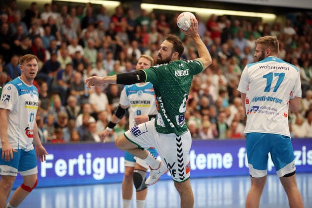 Frisch Auf Göppingen TVB 1898 Stuttgart Germany, Göppingen, 29 09 2019, Handball, Liqui Moly HBL Bundesliga, Season 2019 2020, Frisch Auf Göppingen TVB 1898 Stuttgart Tim Kneule Frisch Auf Göppingen