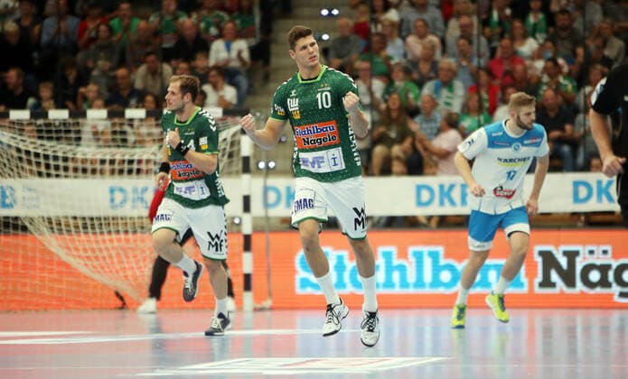 Frisch Auf Göppingen TVB 1898 Stuttgart Germany, Göppingen, 29 09 2019, Handball, Liqui Moly HBL Bundesliga, Season 2019 2020, Frisch Auf Göppingen TVB 1898 Stuttgart Sebastian Heymann Frisch Auf Göppingen