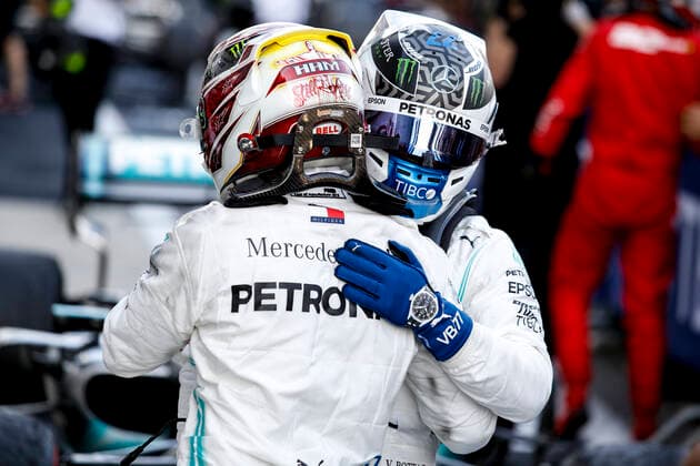 Motorsports: FIA Formula One World Championship, WM, Weltmeisterschaft 2019, Grand Prix of Russia, 44 Lewis Hamilton (GBR, Mercedes AMG Petronas Motorsport), 77 Valtteri Bottas (FIN, Mercedes AMG Petronas Motorsport), Sochi Russia