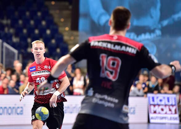 29 09 2019 Handball 1 Bundesliga DKB HBL Season 2019 2020 07 Matchday HC Erlangen Metropolregion Nürnberg HCE HSG Nordhorn Lingen OGo Julian Possehl 48, HSG Nordhorn Lingen