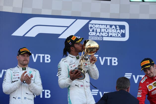 Photo4 LaPresse 29 09 2019 Sochi, Russia Grand Prix Formula One Russia 2019 In the pic: Podium, winner Lewis Hamilton (GBR) Mercedes AMG F1 W10 EQ Power  Copyright: xPhoto4 LaPressex