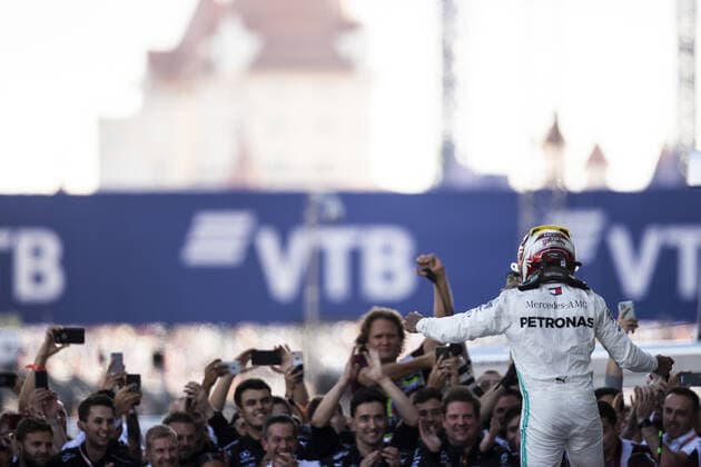 September 29, 2019, Sochi, Russia: LEWIS HAMILTON of Mercedes AMG Petronas Motorsport celebrates after winning the Formula 1 Russian Grand Prix at Sochi Autodrom in Sochi, Russia. 2019 Formula 1 Russian Grand Prix - Hamilton wins - ZUMAg147 20190929_zap_g147_006 Copyright: xJamesxGasperottix
