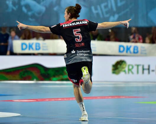 29 09 2019 Handball 1 Bundesliga DKB HBL Season 2019 2020 07 Matchday HC Erlangen Metropolregion Nürnberg HCE HSG Nordhorn Lingen OGo Lutz Heiny 5, HSG Nordhorn Lingen Jubilation Jubel Freude