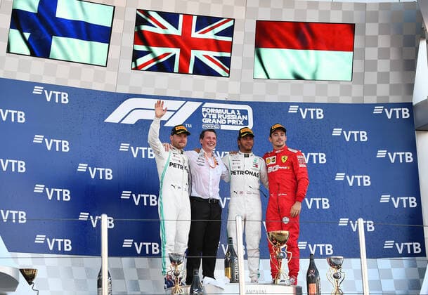 Podium Valtteri Bottas Lewis Hamilton Charles Leclerc, formula 1 GP, Russian in Sochi, 29 09 2019 Photo mspb Jerry Andre Podium Valtteri Bottas Lewis Hamilton Charles Leclerc, formula 1 GP, Russian