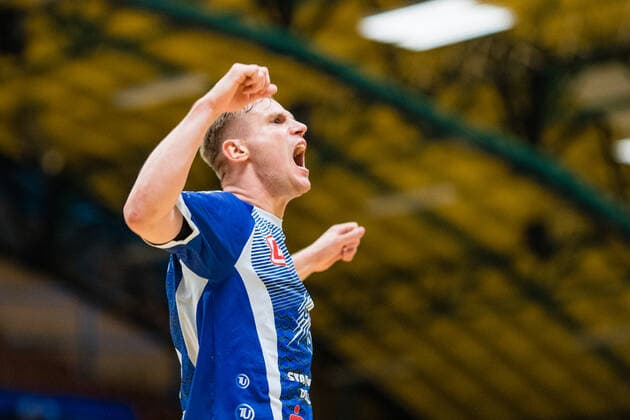 Jakub Hrstka 6 Dessau Rosslauer HV 06 during the match in the 3 League Handball Men Season 2019 2020 between Dessau Rosslauer HV 06 and HSG Ostsee Nordhorn N G in the Anhalt Arena on 29 September 2019 in Dessau Rosslau, Saxony Anhalt, Germany