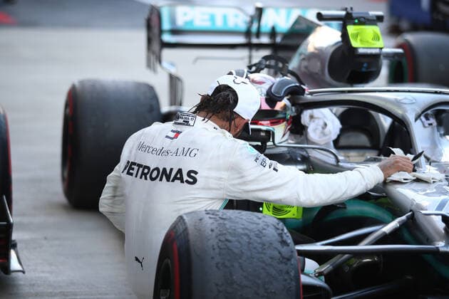 Photo4 LaPresse 29 09 2019 Sochi, Russia Grand Prix Formula One Russia 2019 In the pic: Celebration in parc fermee, Lewis Hamilton (GBR) Mercedes AMG F1 W10 EQ Power  Copyright: xPhoto4 LaPressex