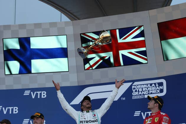 Photo4 LaPresse 29 09 2019 Sochi, Russia Grand Prix Formula One Russia 2019 In the pic: Podium, winner Lewis Hamilton (GBR) Mercedes AMG F1 W10 EQ Power  Copyright: xPhoto4 LaPressex