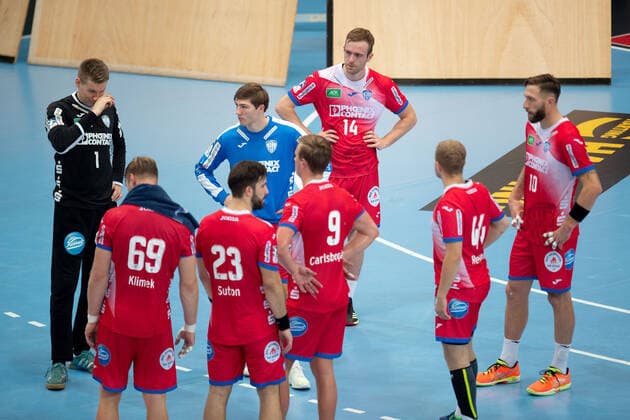 Minden, Germany 29 09 2019 1 Handball Bundesliga 2019 2020 GWD Minden vs. TBV Lemgo Lippe Lemgo player disappointed Minden North Rhine-Westphalia Germany Kampa Halle
