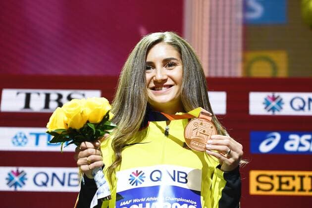Doha, IAAF, Athletics, athletics, Track and Field, World athletics Championships 2019 Doha, Athletics World Championships 2019 Doha, 27 09 06 10 2019, Khalifa International Stadium Doha, Gesa Felicitas Krause 3000m obstacle women award ceremony bronze medal,