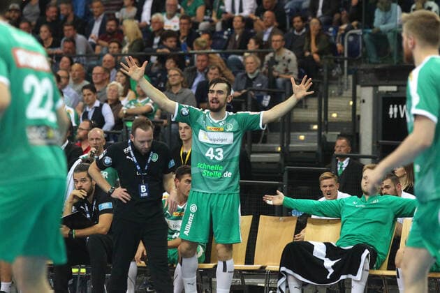 DHB Cup, SC DHfK Leipzig vs. MT Melsungen, 01 10 19 Handball, Season 2019 2020, DHB Cup, Round of 16 SC DHfK Leipzig vs. MT Melsungen on 01 10 19 in the Arena Leipzig Im Bild Marc ESCHE 43, SC DHfK Leipzig Copyright: xBEAUTIFULxSPORTS JanxKaeferx