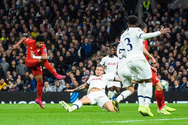 01 10 2019, xkvx, football UEFA Champions League, Tottenham Hotspur FC Bayern Muenchen emspor, v l Goal scored, goal to 1 3 by Serge Gnabry FCB FC Bayern Muenchen London