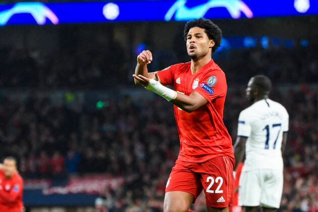 01 10 2019, xkvx, Football UEFA Champions League, Tottenham Hotspur FC Bayern Muenchen emspor, v l Goal celebration, celebrate the goal to 1 3 by Serge Gnabry FCB FC Bayern Muenchen London