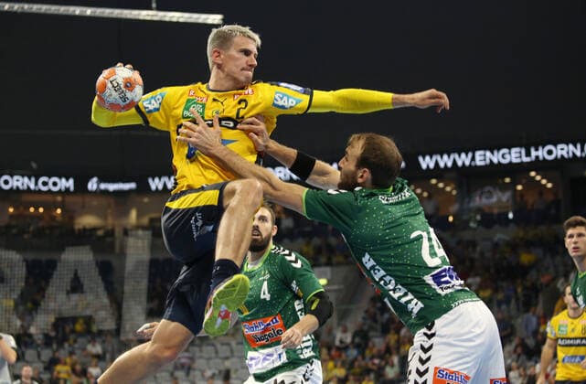 Handball, DHB Cup Rhein Neckar Löwen FrischAuf Göppingen, Round of 16 on 02 10 2019, Season 2019 20, ZmdZ, göppingen, cup, loewen, Andy Schmid 2, Rhein Neckar Löwen vs. Marcel Schiller 24, Goeppingen , Rhein Neckar Löwen FrischAuf Goeppingen